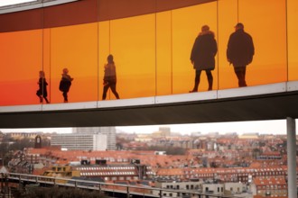 The ARoS Aarhus Art Museum with its distinctive Rainbow Panorama permanent art installation, in