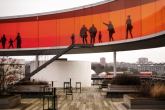 The ARoS Aarhus Art Museum with its distinctive Rainbow Panorama permanent art installation, in