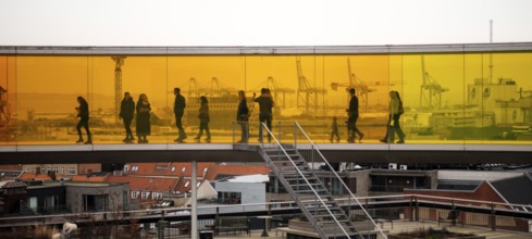 The ARoS Aarhus Art Museum with its distinctive Rainbow Panorama permanent art installation, in