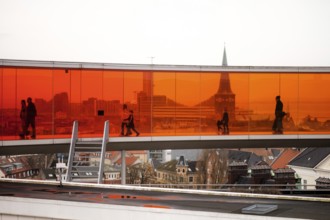 The ARoS Aarhus Art Museum with its distinctive Rainbow Panorama permanent art installation, in