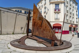 Huge sun dial seen in Reims, the most populous city in the French department of Marne