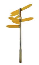 Weathered signpost isolated in white back