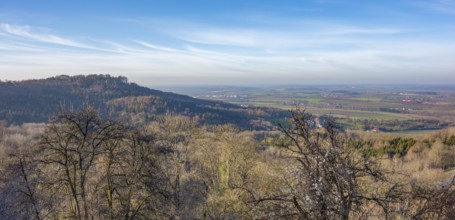 The Hohenloher Ebene seen from Waldenburg, a hilltop town in Southern Germany at evening time