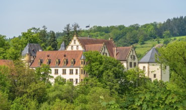 Sunny scenery showing the castle of Jagsthausen located in Southern Germany