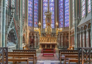 Scenery inside the Amiens Cathedral in Amiens, a city and commune in northern France. It is the
