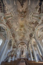 Church of St Gallus and Ulrich, nave, Kisslegg, Allgäu, Baden-Württemberg, Germany