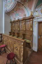 Church of St Gallus and Ulrich, choir stalls, Kisslegg, Allgäu, Baden-Württemberg, Germany