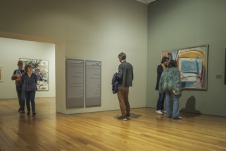 Jan 13, 2024 - Lisbon, Portugal: Visitors engage with diverse paintings in exhibitions at Berardo