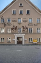 Former inn, Deer-Post with Lüftlmalerei, now La Dolce Vita Ristorante Pizzeria in Kisslegg, Allgäu,