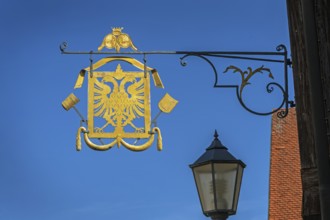 Nose shield with double eagle ind guild sign of the brewers and maltsters in Kisslegg, Allgäu,