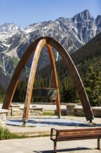 The Rogers Pass with the commemorative arch marking the location where the Trans Canada Highway was