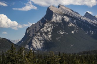 The distinctive shape of Mount Rundle found inside Banff National Park in Alberta, Canada, North
