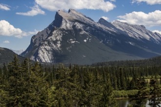 The distinctive shape of Mount Rundle found inside Banff National Park in Alberta, Canada, North