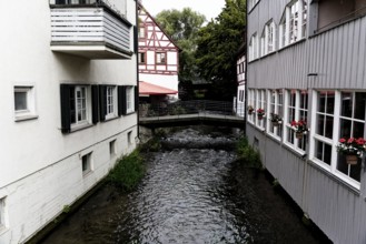 The picturesque fishermen's quarter in Ulm with its beautiful half-timbered houses on the Blau