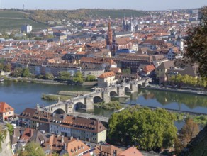 Aerial view of Wuerzburg, a franconian city in Bavaria, Germany