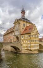 Idyllic riverside scenery in Bamberg, a town in Upper Franconia, Germany