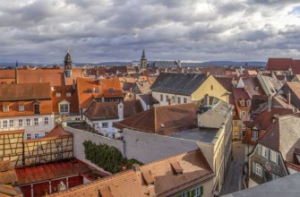 High angle view of Bamberg, a town in Upper Franconia in Bavaria, Germany