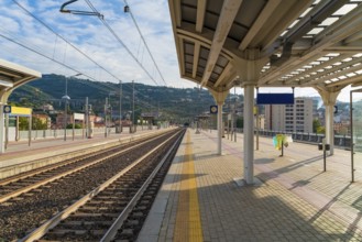 Railway station in Imperia, a city in Liguria, northern Italy