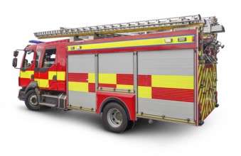 Fire engine isolated in white back with shadow