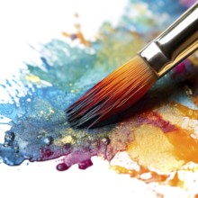 AI generated closeup image showing a brush tip while painting