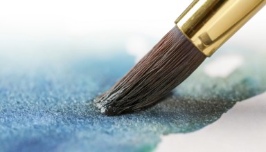 AI generated closeup image showing a brush tip while painting