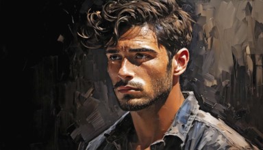 AI generated image showing the portrait of a painted young man