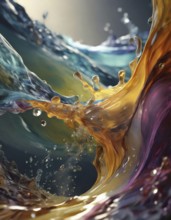 AI generated image showing splashing colors merging into each other