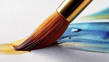 AI generated closeup image showing a brush tip while painting