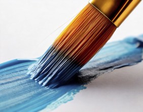 AI generated closeup image showing a brush tip while painting