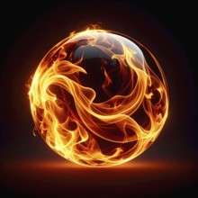 AI generated Image showing a fireball in dark ambiance