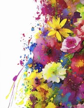 Floral beauty and vegetation theme showing lots of various flowers in multicolored vibrant splashy