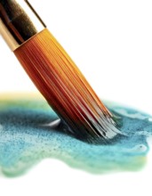 AI generated closeup image showing a brush tip while painting