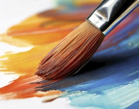 AI generated closeup image showing a brush tip while painting