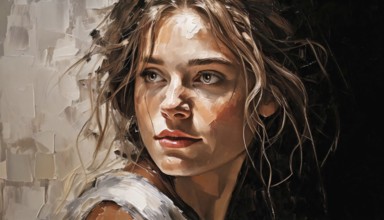 AI generated image showing the portrait of a painted young woman