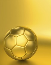 AI generated image showing a golden soccer ball in golden ambiance
