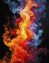 AI generated image showing flames and smoke in dark ambiance