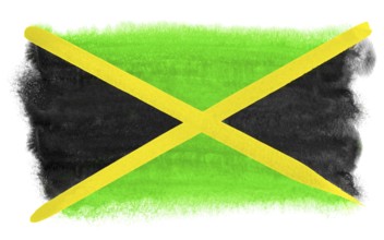 Watercolor illustration of the Jamaica flag