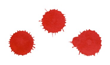 3 red paint splatters in white back