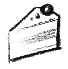 Crayon-sketched piece of cake