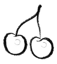 Crayon-sketched cherry