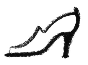Crayon-sketched lady´s shoe