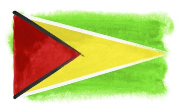 Watercolor illustration of the Guyana flag
