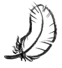 Crayon-sketched illustration of a down feather