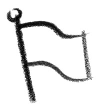 Crayon-sketched illustration of a wavy flag