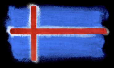 Watercolor illustration of the Iceland flag
