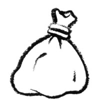 Crayon-sketched bag