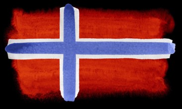 Watercolor illustration of the Norway flag