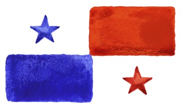 Watercolor illustration of the Panama flag