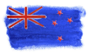 Watercolor illustration of the New Zealand flag