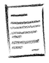Crayon-sketched illustration of a written information paper